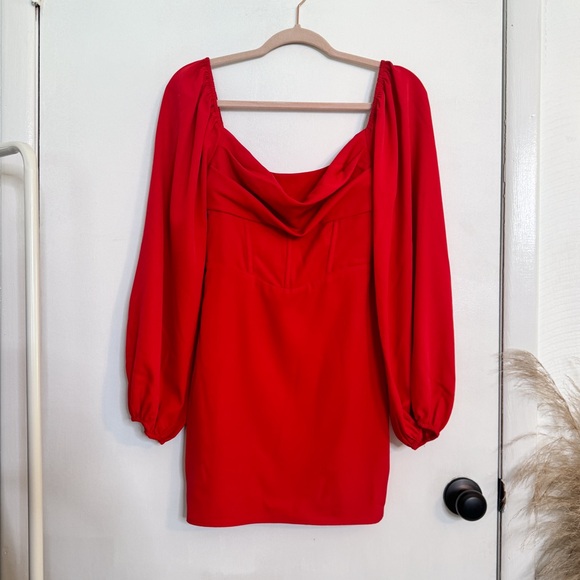 Princess Polly red long sleeve cowl neck dress - Picture 10 of 11